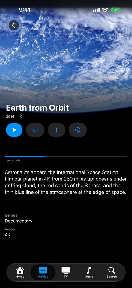 A film's page on iPhone